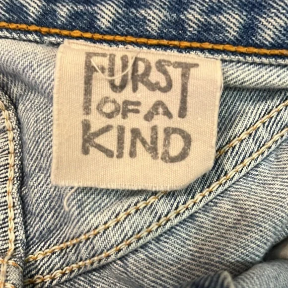 Furst Of A Kind Upcycled Vintage Lace Up High Waist Sasson Blue Denim Shorts - Picture 8 of 8